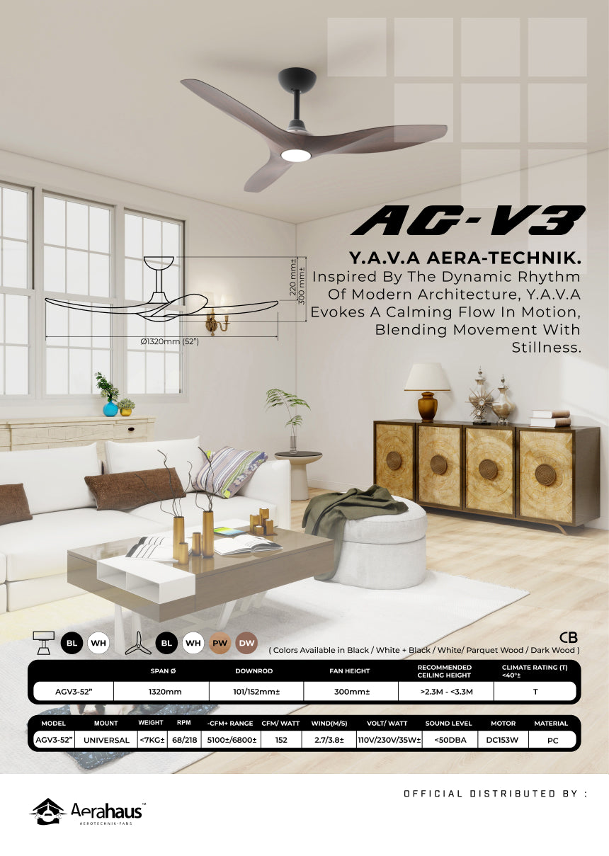 AG-V3 Aerahaus Technik DC Ceiling Fan