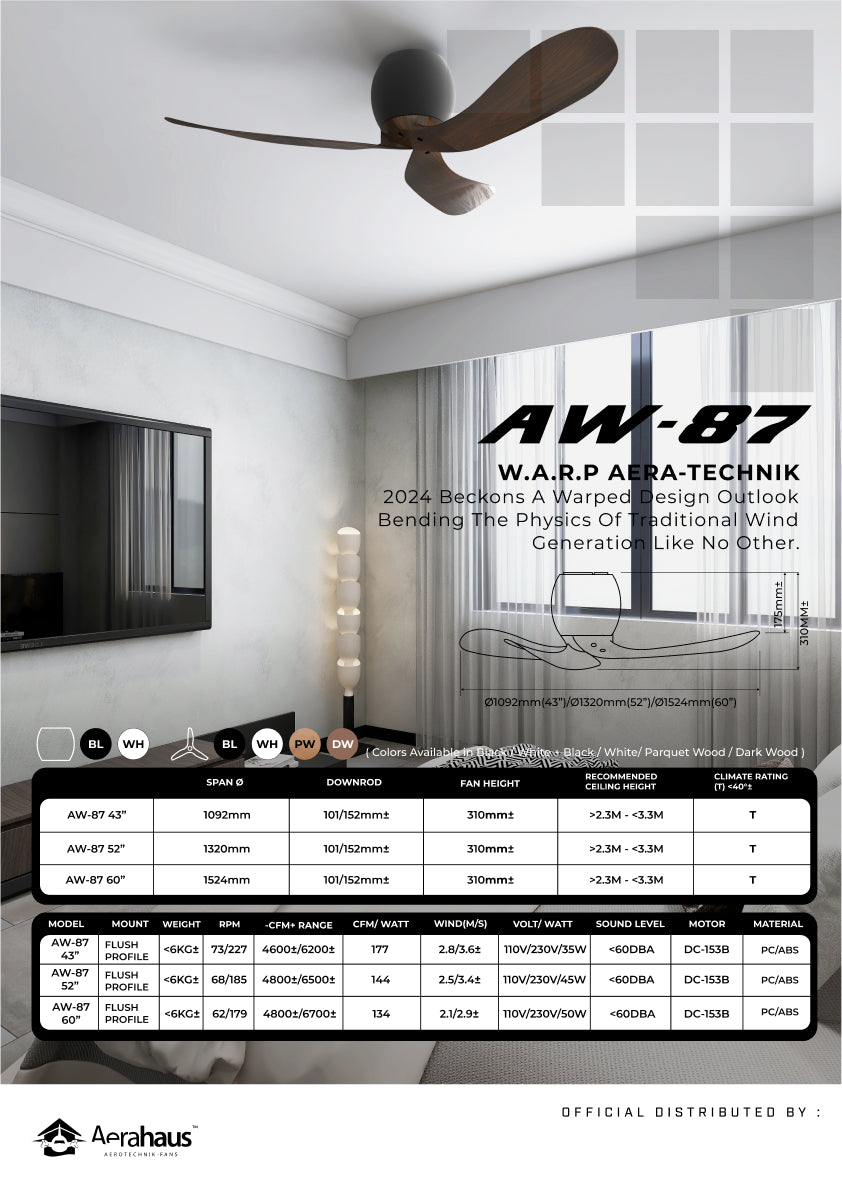 AW-87 Aerahaus WARP Technik DC Ceiling Fan