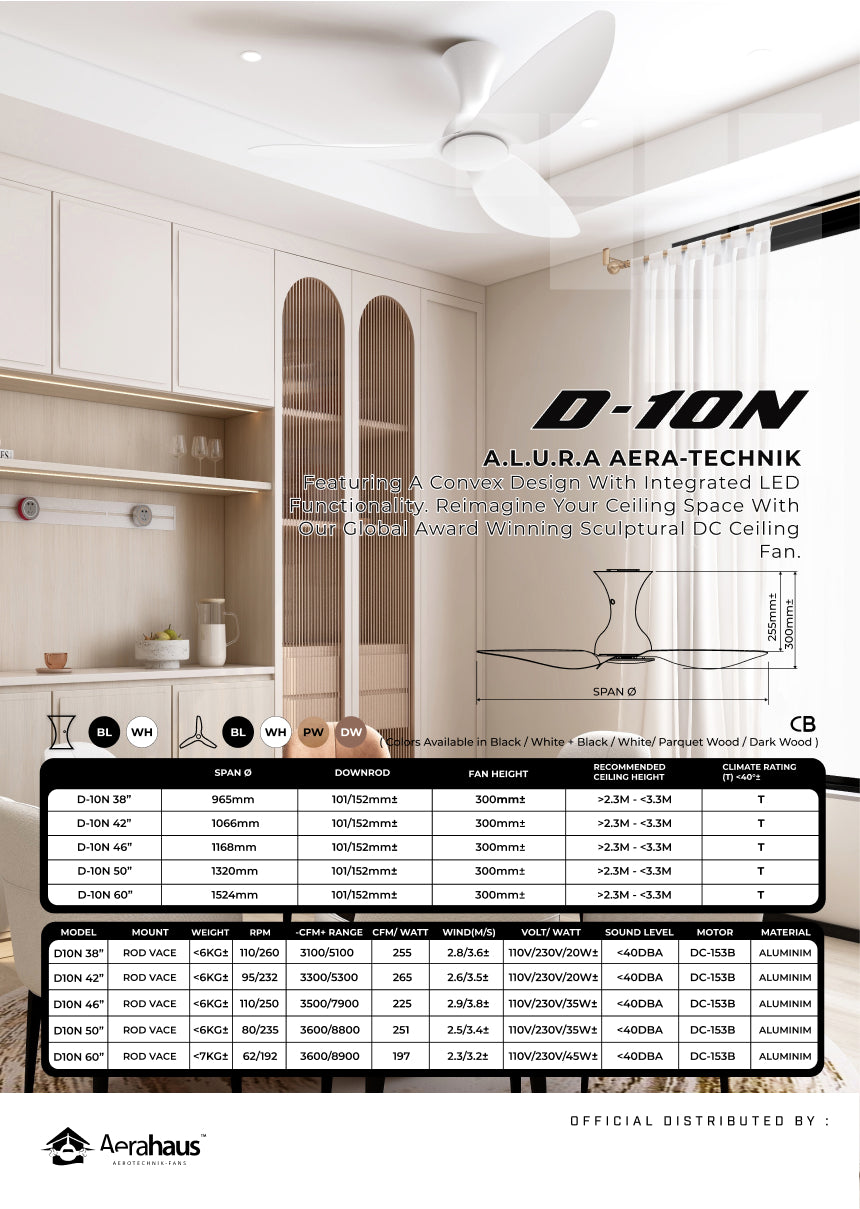 D-10N Aerahaus Technik DC Ceiling Fan