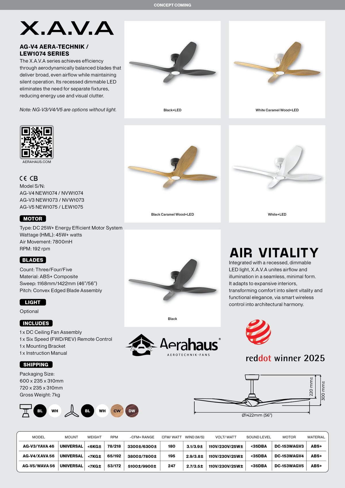 AG-V4 Aerahaus Technik DC Ceiling Fan