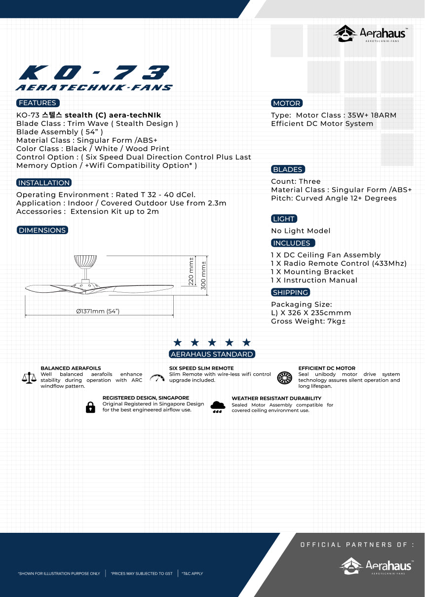 KO-73 C Aerahaus Technik DC Ceiling Fan