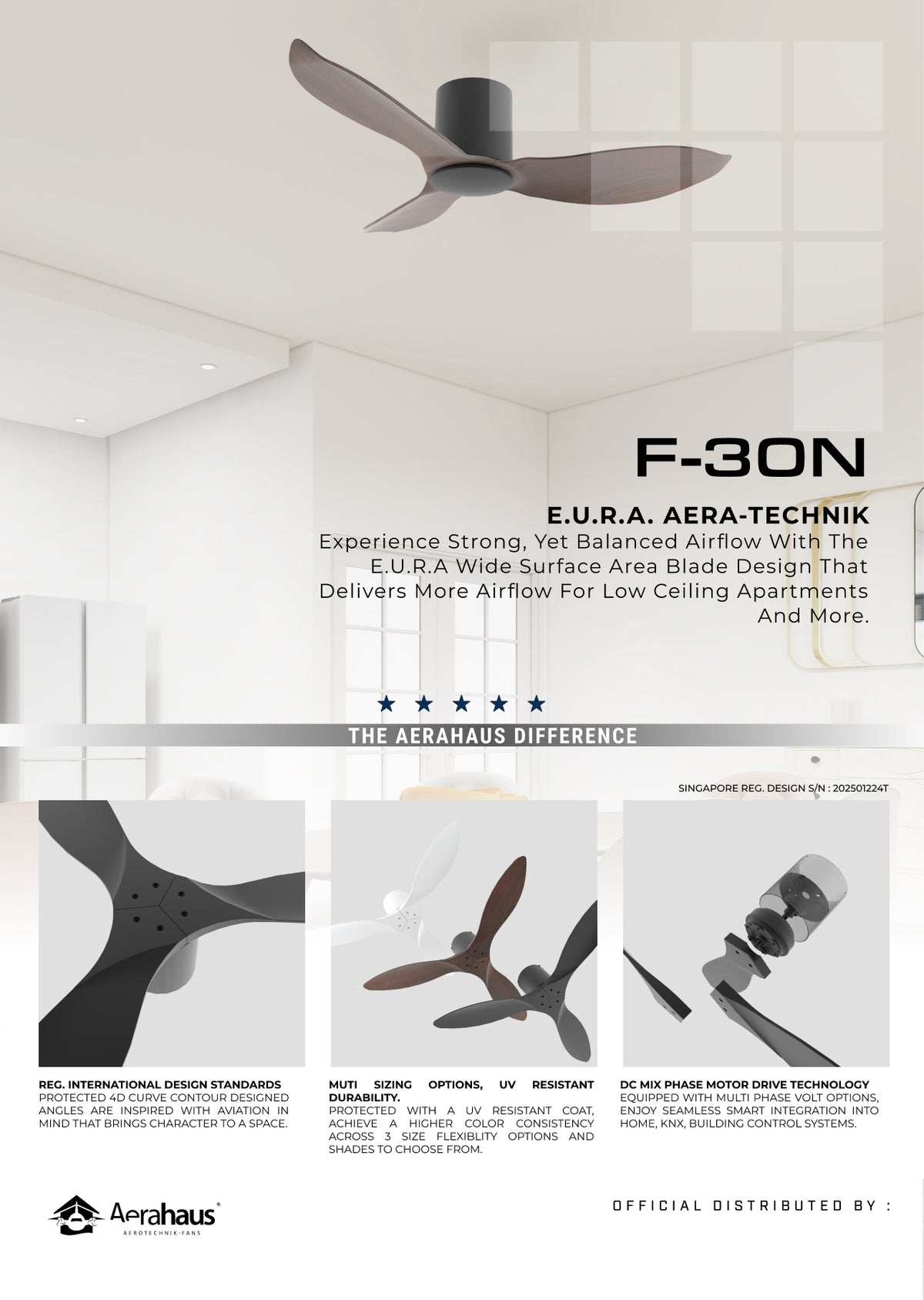 F-30N Aerahaus Technik DC Ceiling Fan