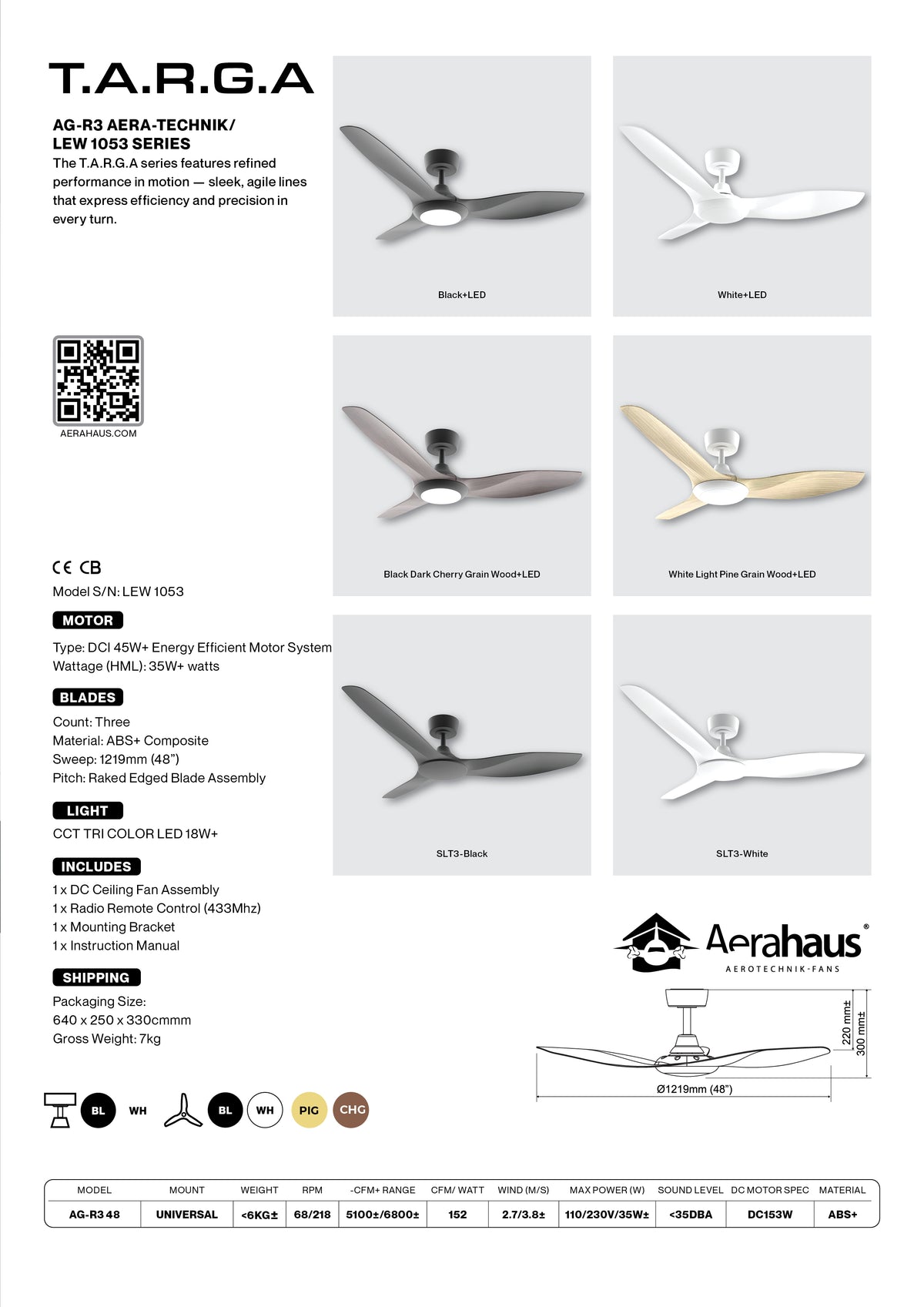 AG-R3 Aerahaus Technik DC Ceiling Fan